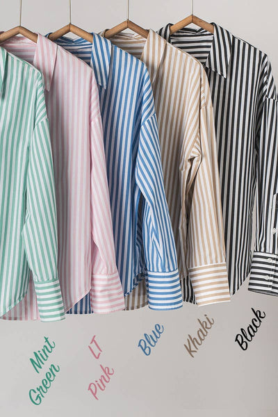 Urban Daizy - Striped Shirt: Light PINK
