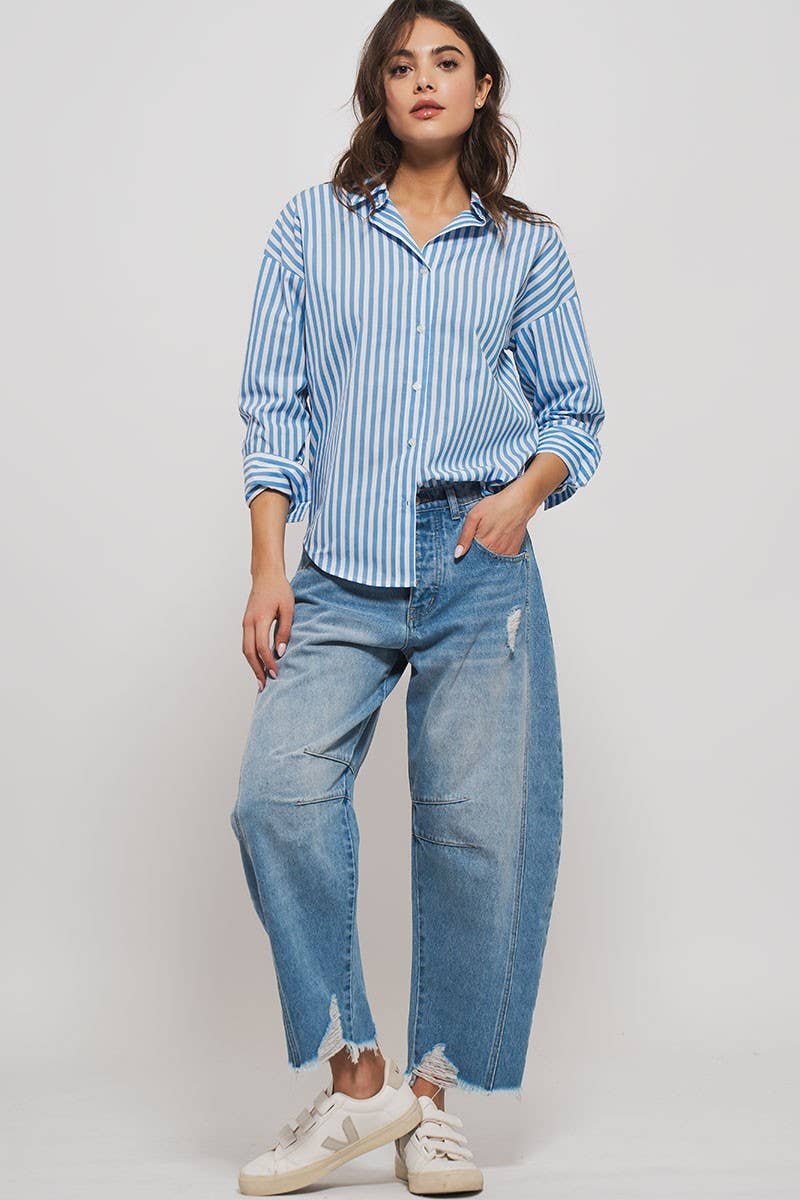 Urban Daizy - Stripe Shirt: BLUE