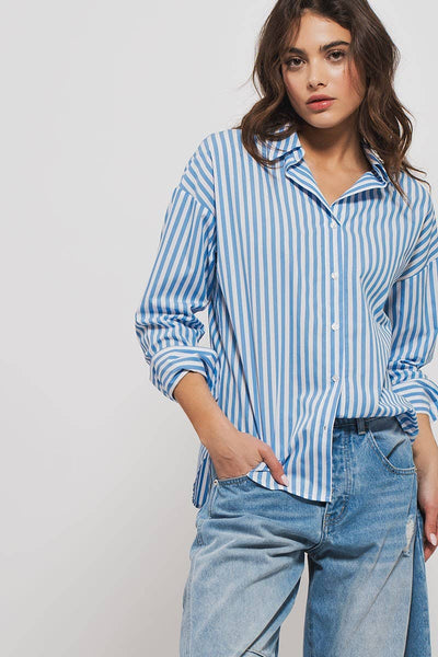 Urban Daizy - Stripe Shirt: BLUE