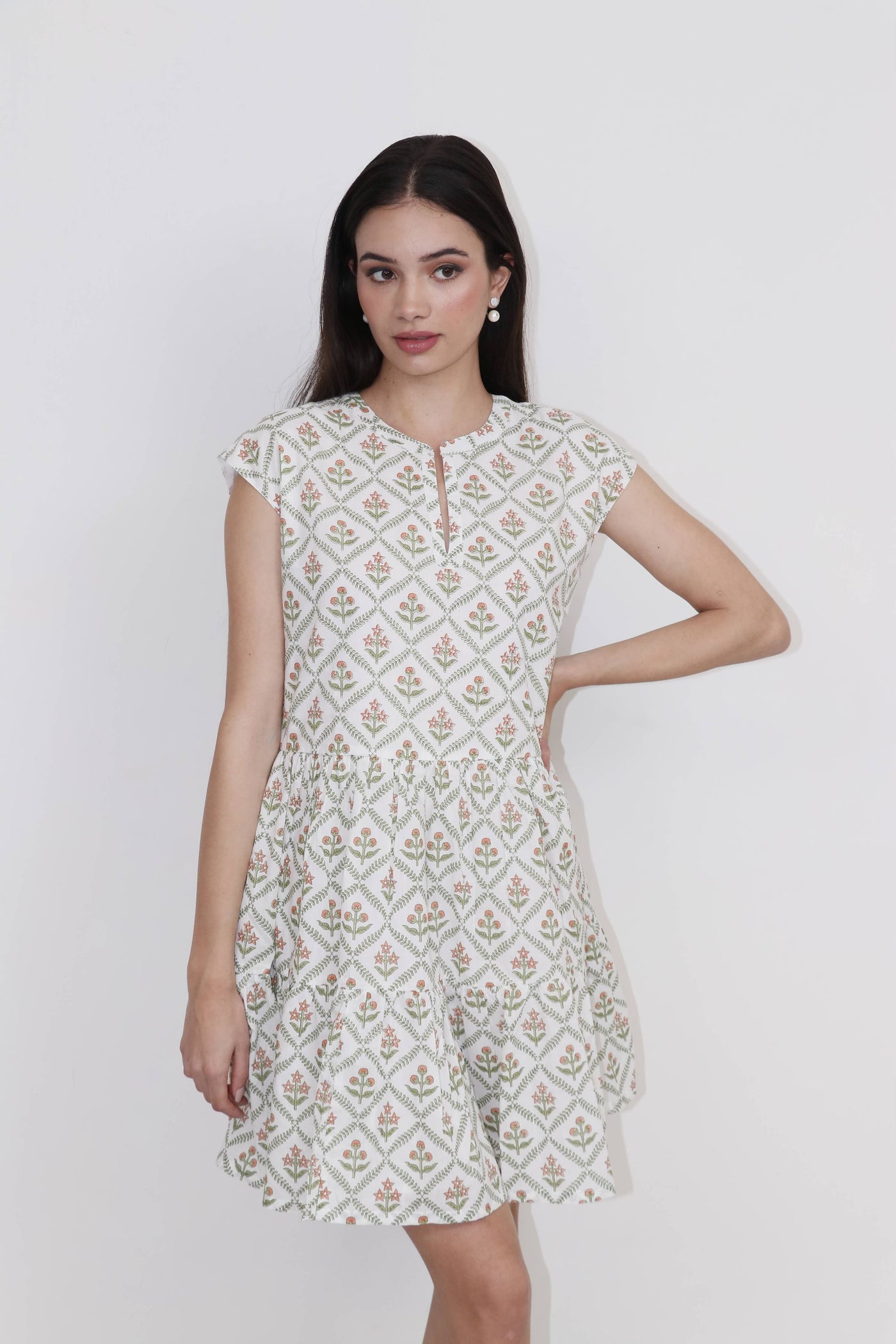 Green and Orange Floral Dress