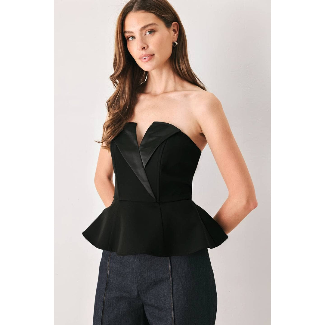 FLYING TOMATO - A solid woven tube top - FT2047 BLACK/BLACK