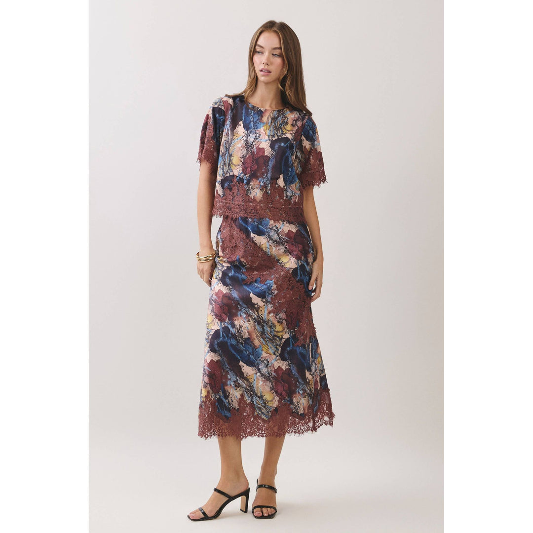 Abstract Midi Skirt