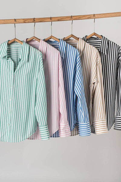 Urban Daizy - Striped Shirt: Light PINK