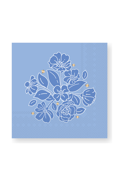 Bonjour Fête - BELLE BLUE ELEGANT FLORAL COCKTAIL NAPKINS