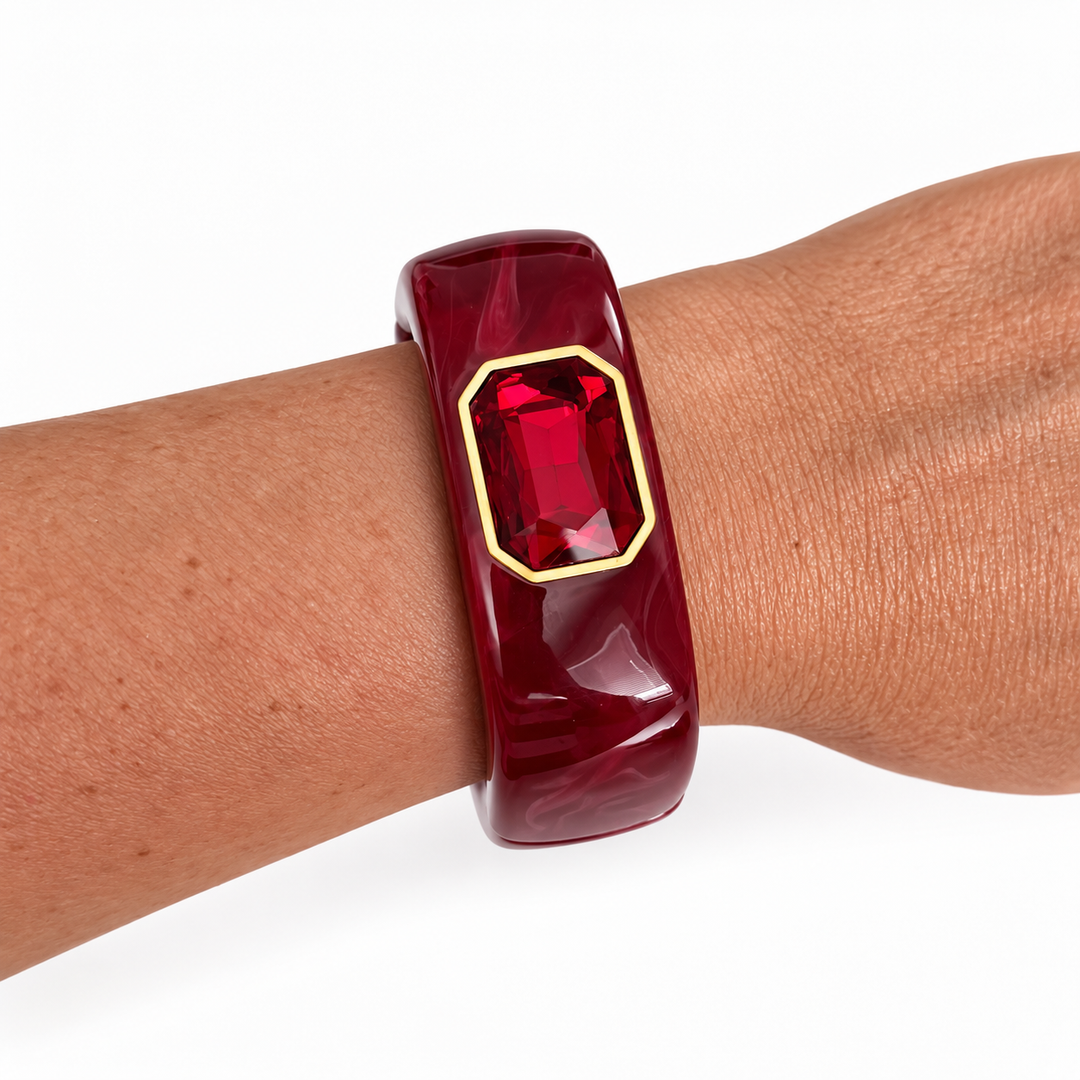 Gemstone Cuff Bangle Bracelet | Ruby