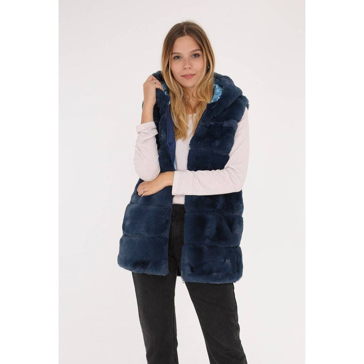 Luxe Faux Fur Vest-Navy