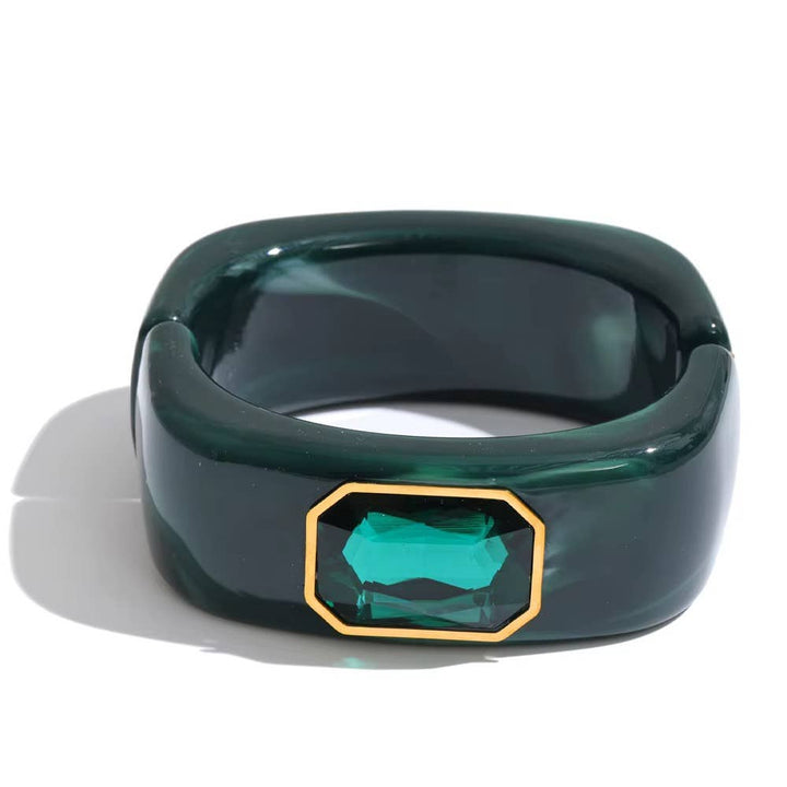 Gemstone Cuff Bangle Bracelet | Emerald Green