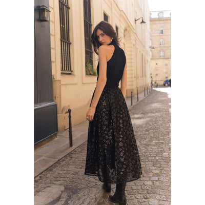 Black Floral Party Skirt