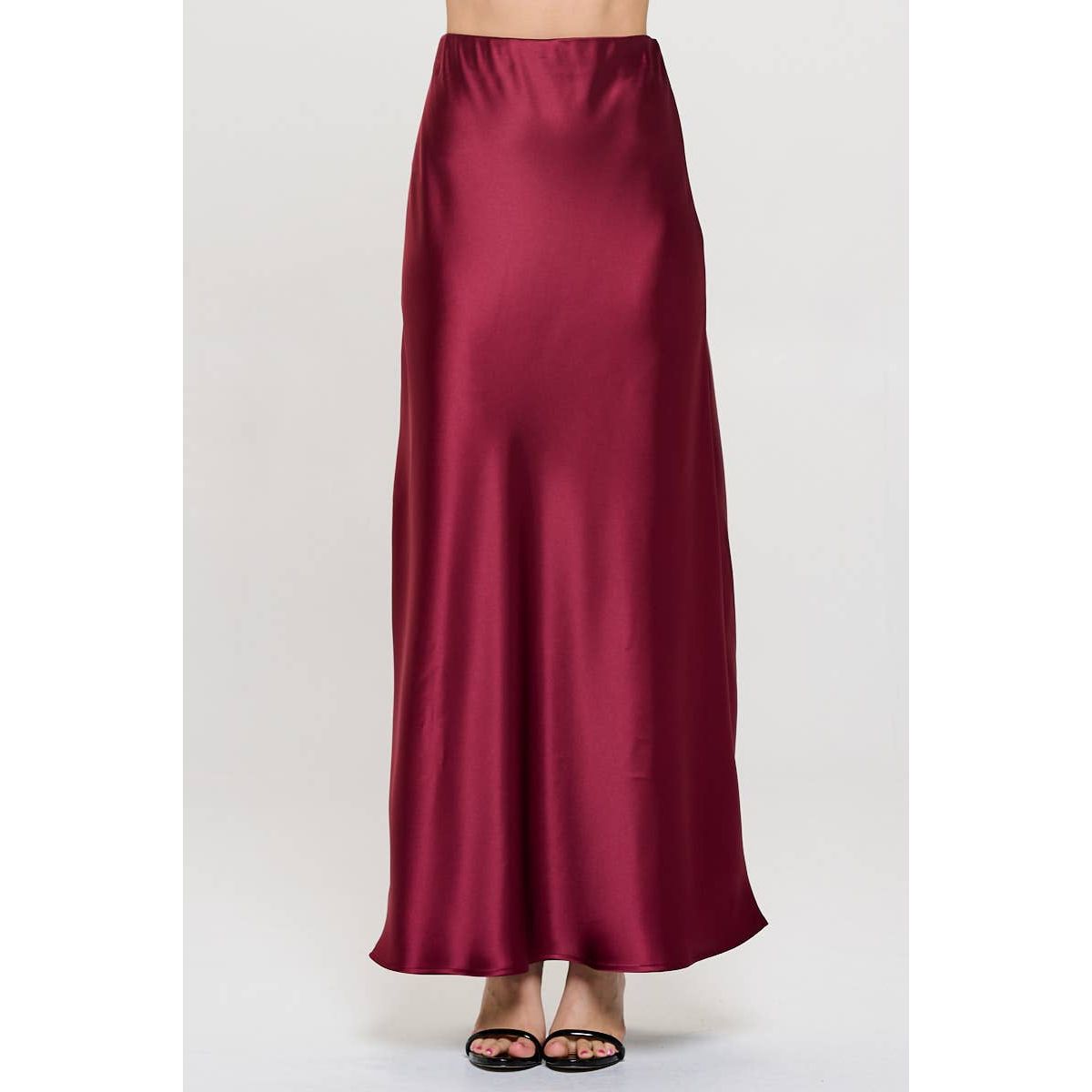 Satin Maxi Skirt Burgandy