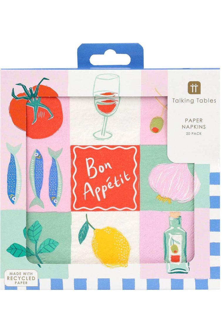 Talking Tables USA - Bon Appetit Recycled Paper Napkins | 20 Pack | Summer |