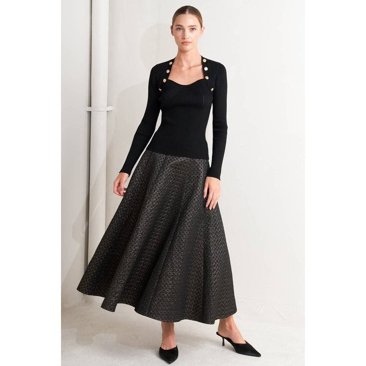 Metallic Midi Skirt