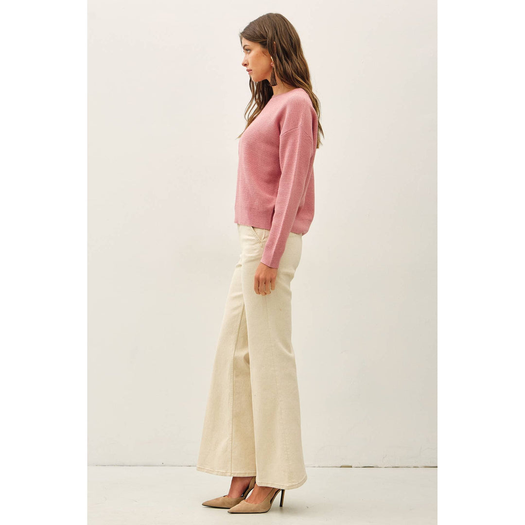 Crew Neck Sweater-Carnation