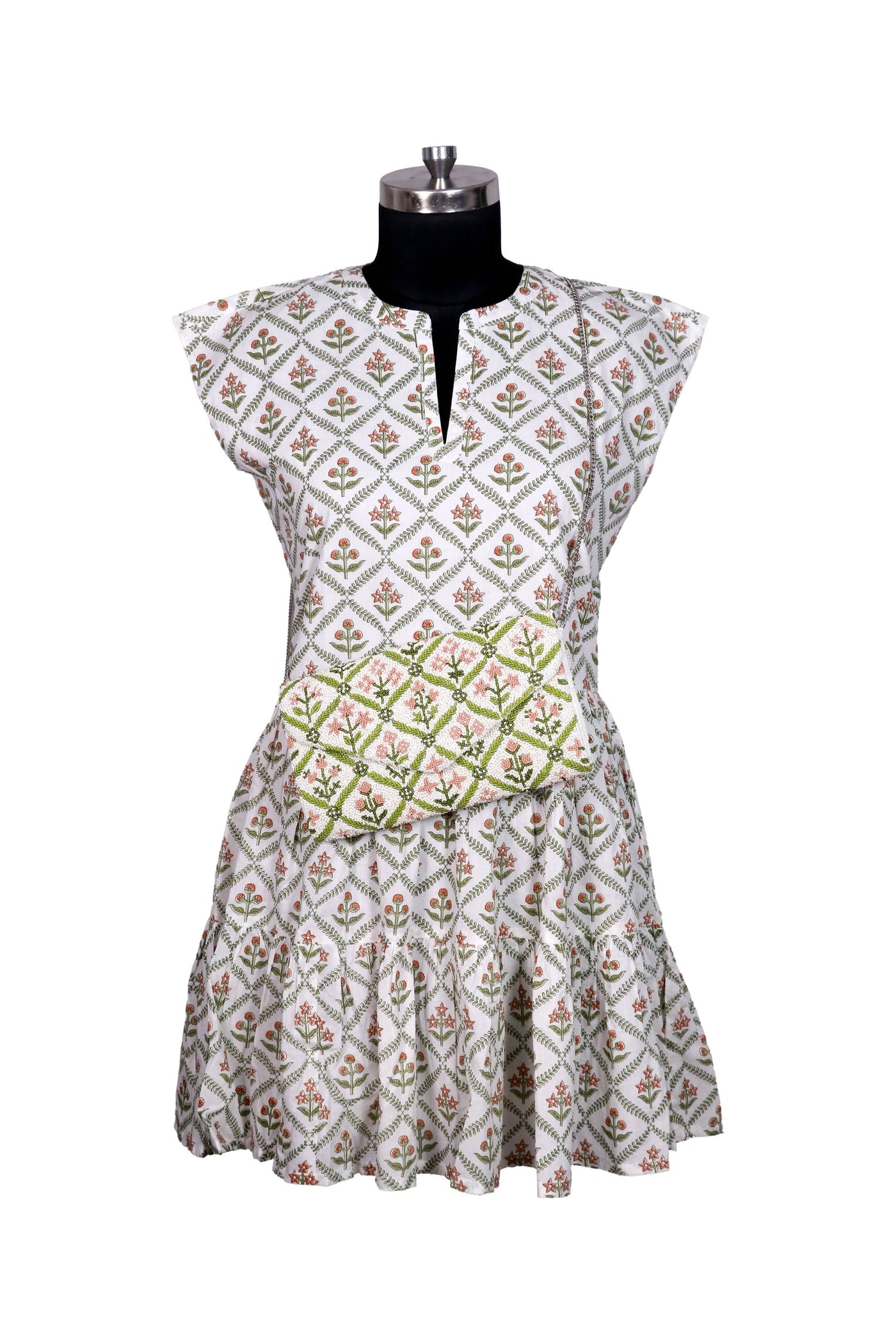 Green and Orange Floral Dress