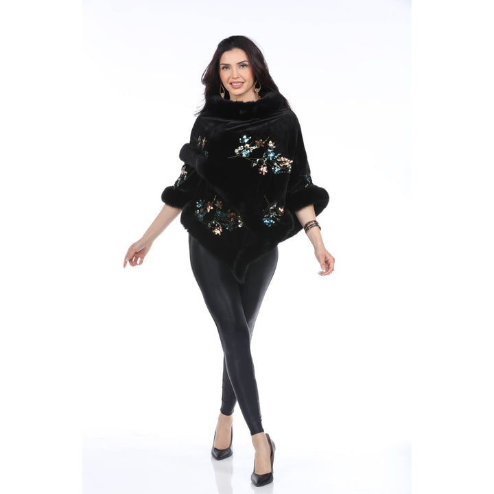 Embroidered Velvet Poncho