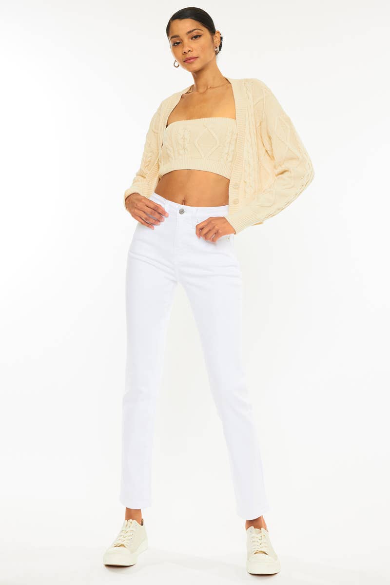 Kan Can USA - OPEN PACK HIGH RISE SLIM STRAIGHT JEANS-KC11252WT: WHITE / 5/26