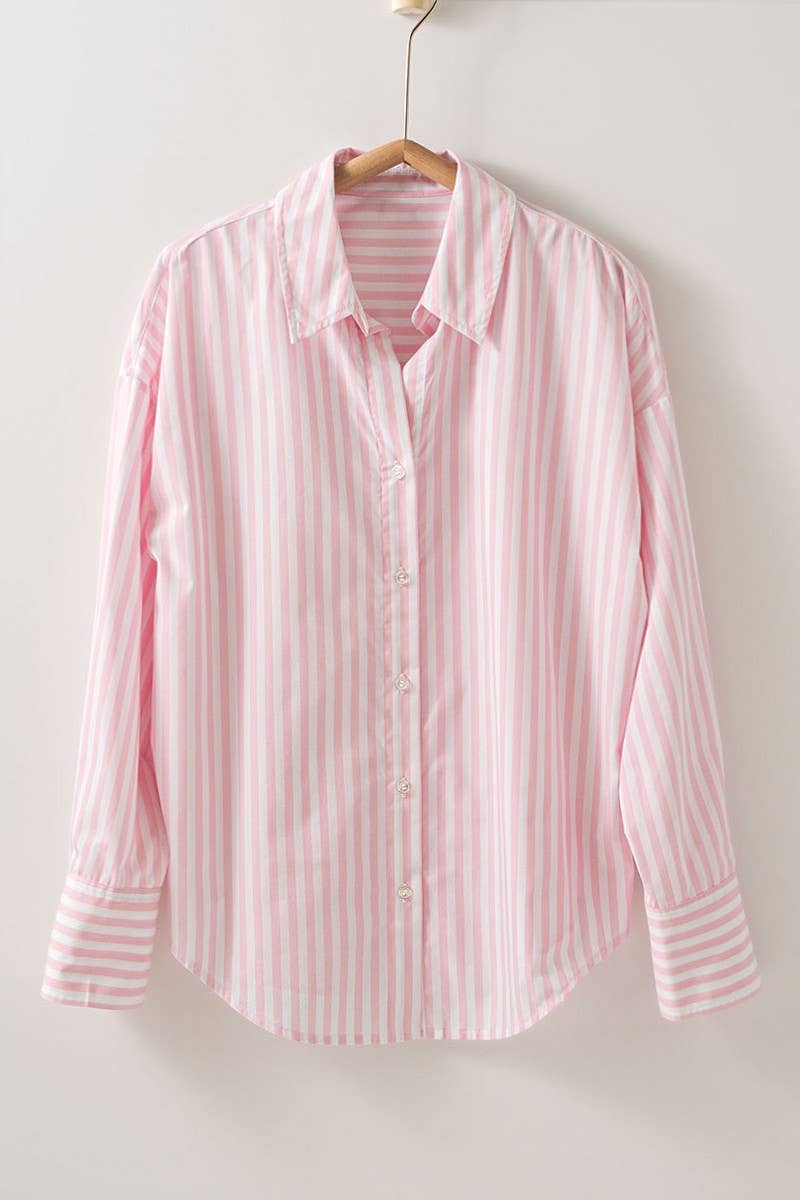 Urban Daizy - Striped Shirt: Light PINK
