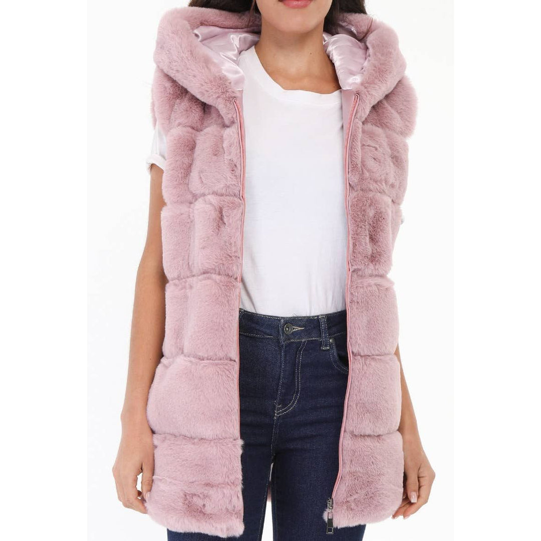Luxe Faux Fur Vest-Soft Pink