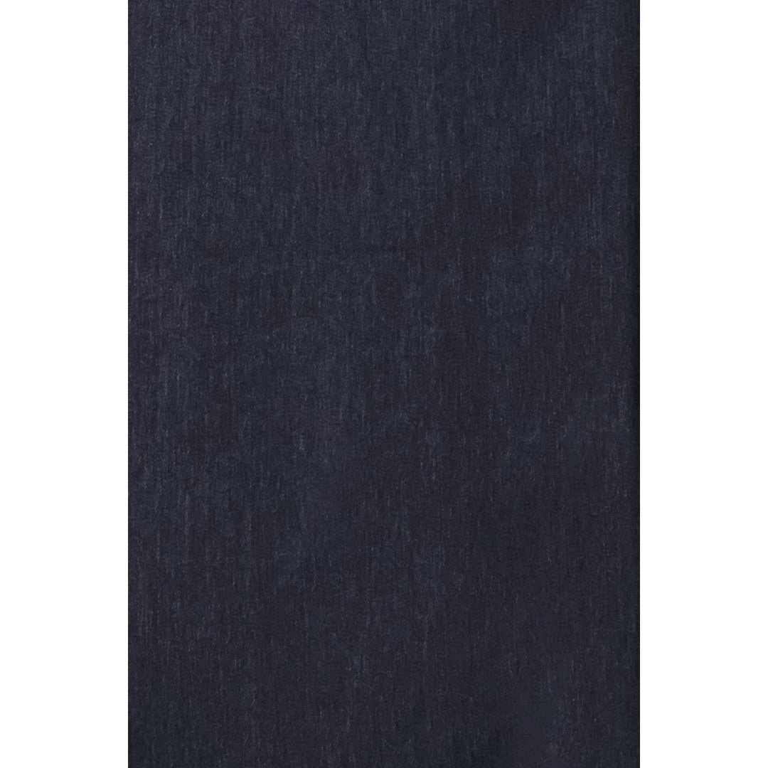 Dark blue denim pencil skirt fabric with textured slightly worn appearance showcasing material detail