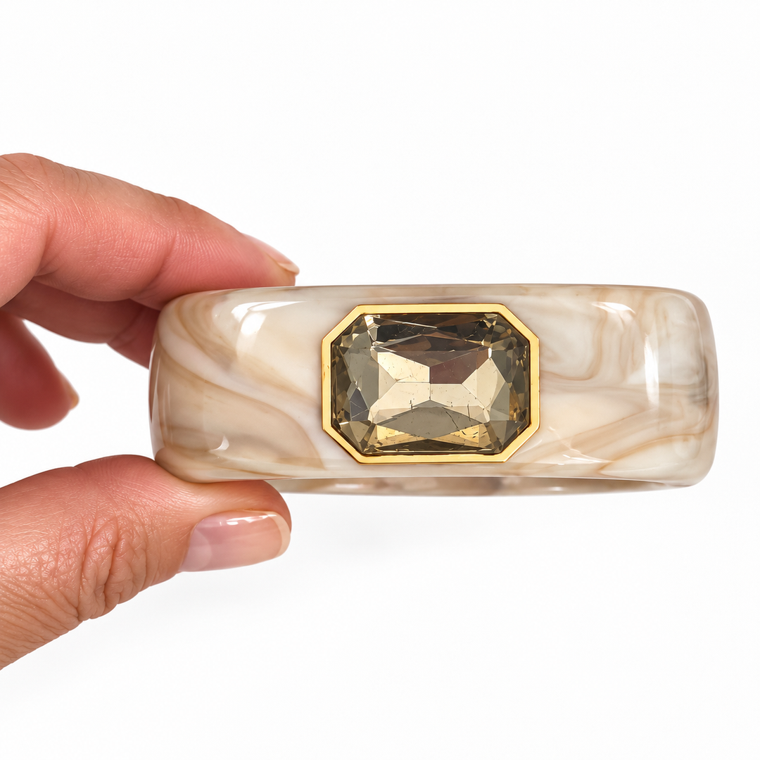 Gemstone Cuff Bangle Bracelet | Ivory