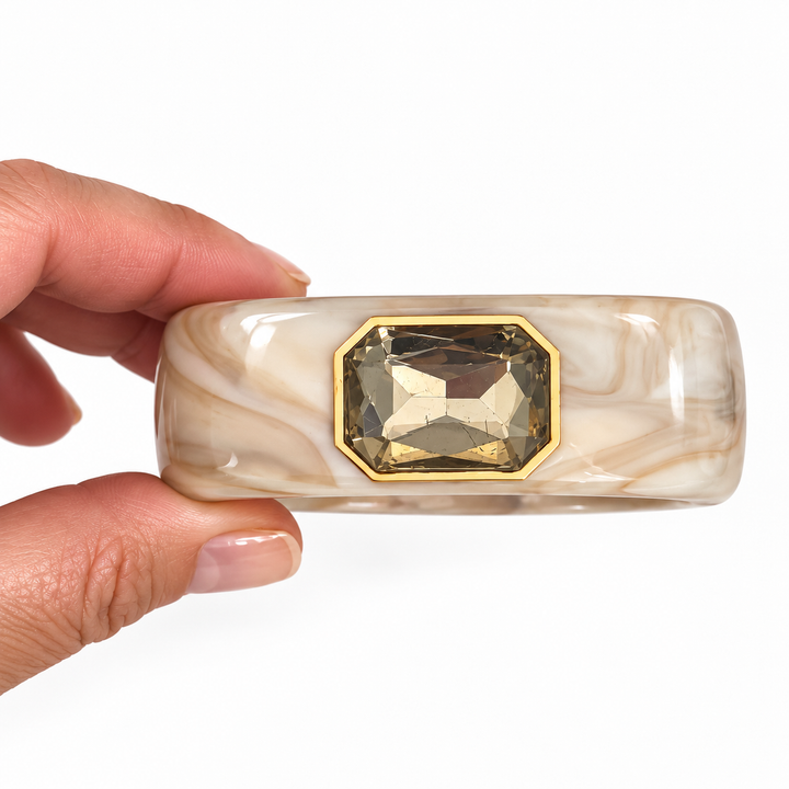 Gemstone Cuff Bangle Bracelet | Ivory