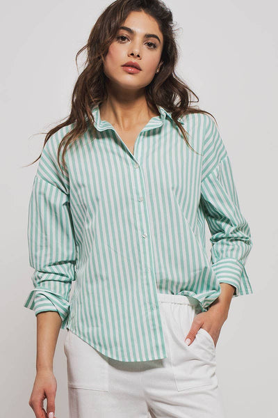 Urban Daizy - Striped Shirt: Light PINK