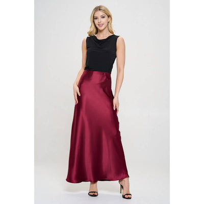Satin Maxi Skirt Burgandy