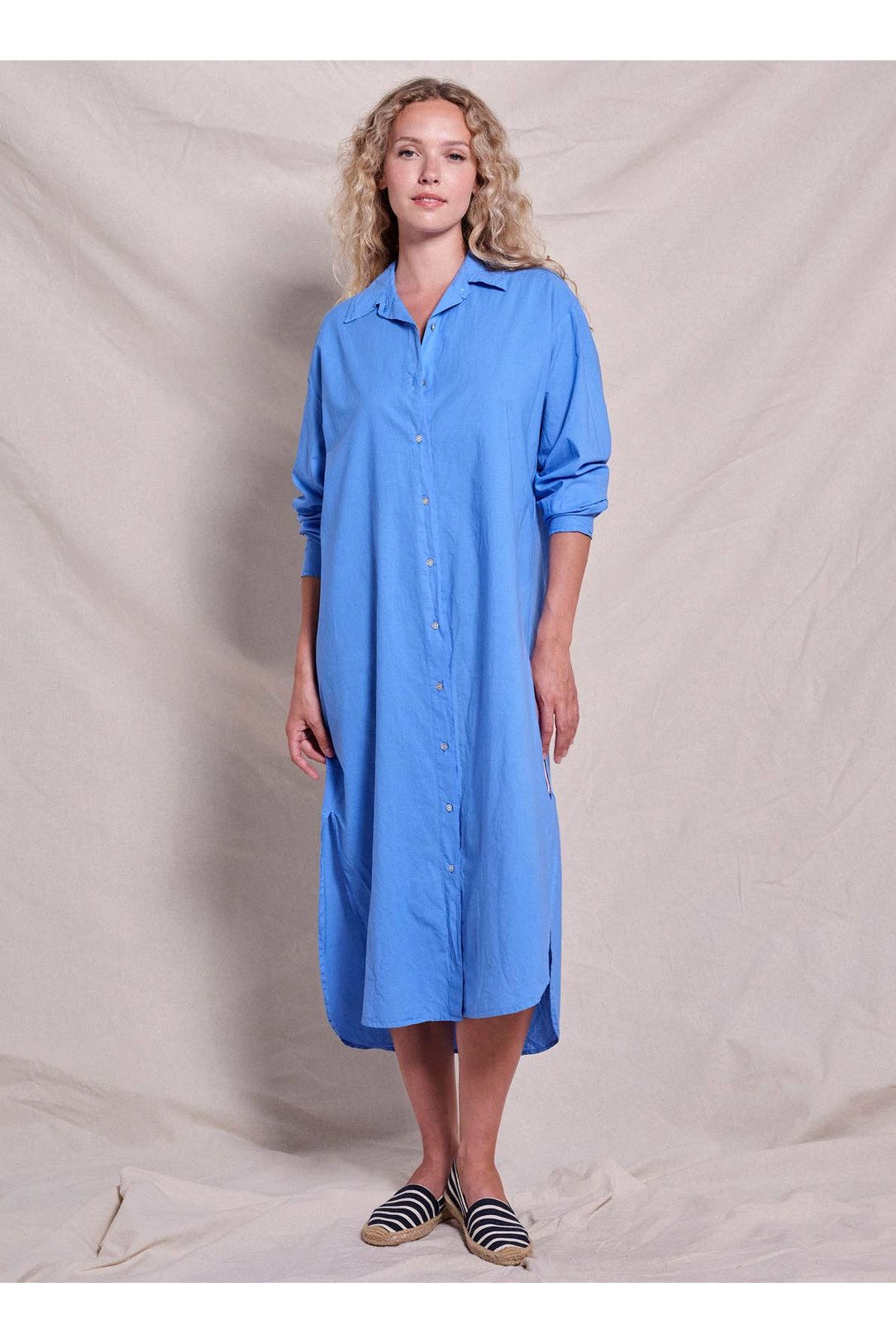Sundry Clothing - Sundry Midi Easy Shirt Dress in Lagoon Blue: Lagoon Blue