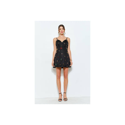 INA Embellished Jewel Satin Red Mini Dress