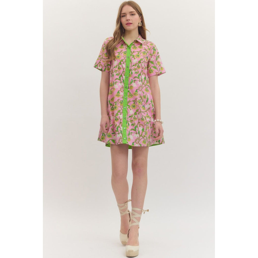 Pink and green floral Dress – The Pearl Pagoda