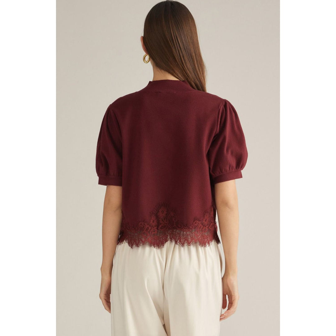 Burgundy Lace Trimmed Top