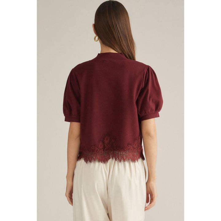 Burgundy Lace Trimmed Top