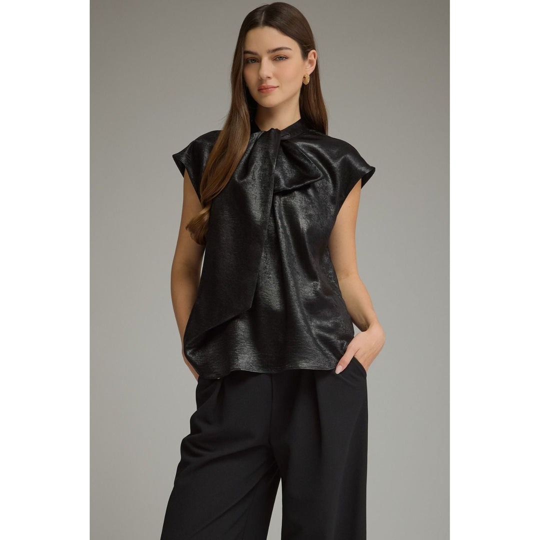 Shimmer Bow Top-Black
