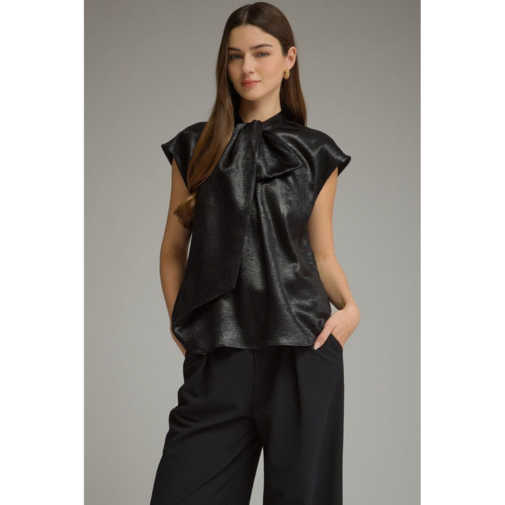 Shimmer Bow Top-Black