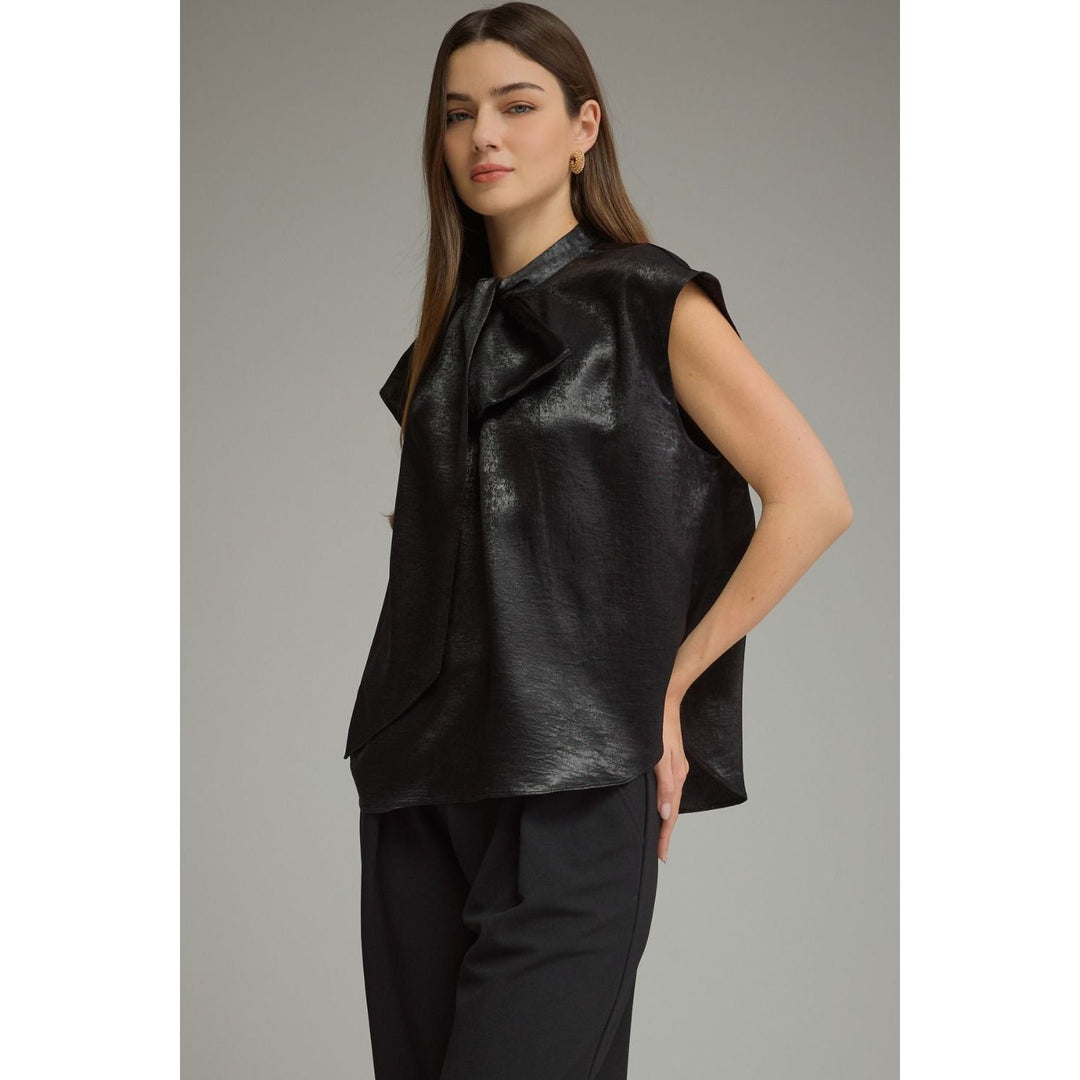 Shimmer Bow Top-Black