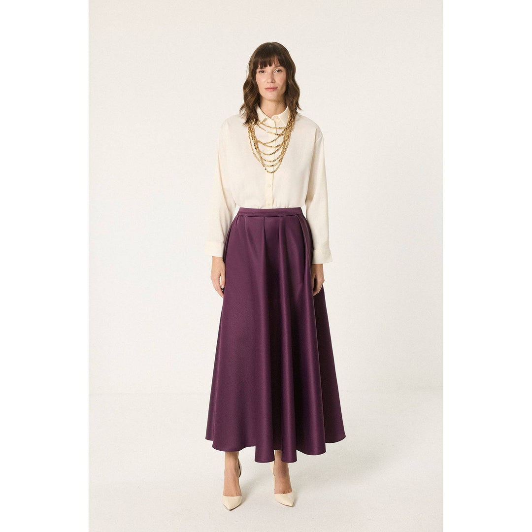 Plum Satin Maxi Skirt