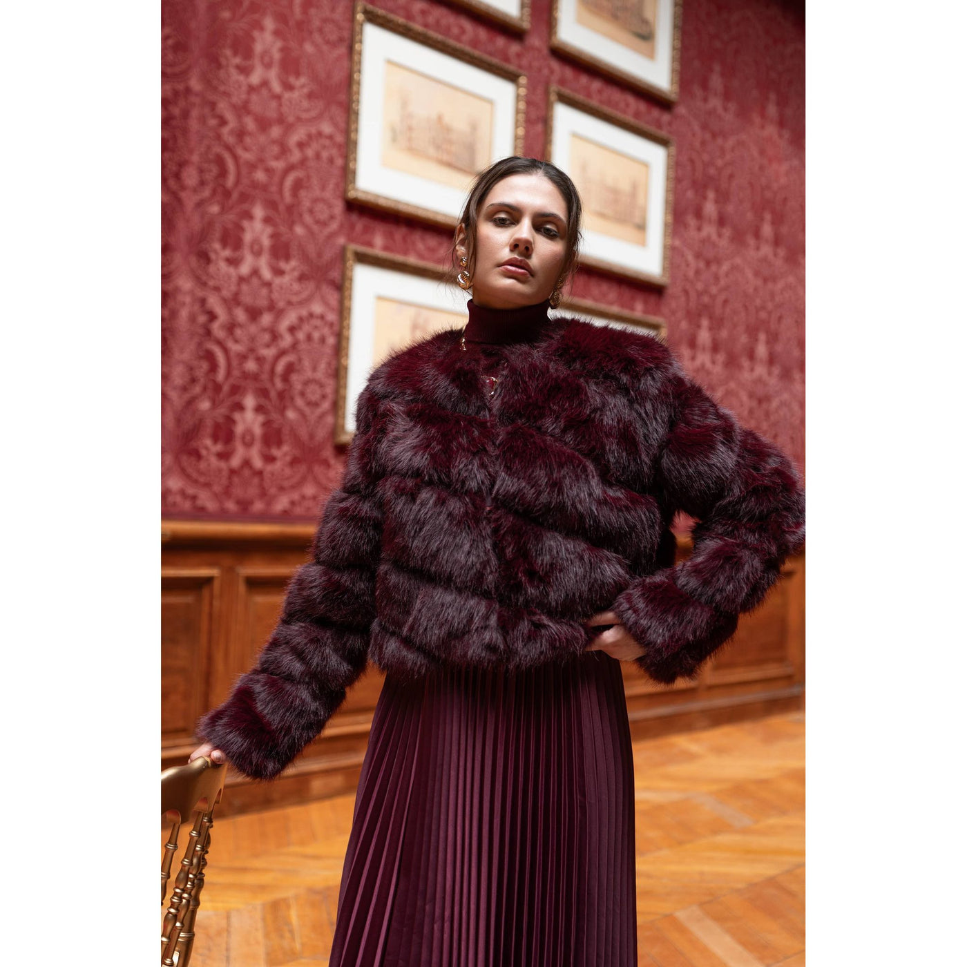 Bordeaux Faux Fur Jacket