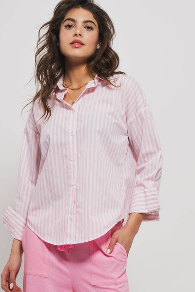 Urban Daizy - Striped Shirt: Light PINK
