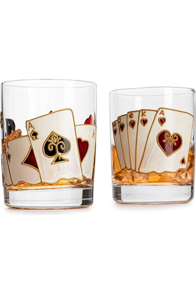 Playing Card Cocktail Glasses S/2