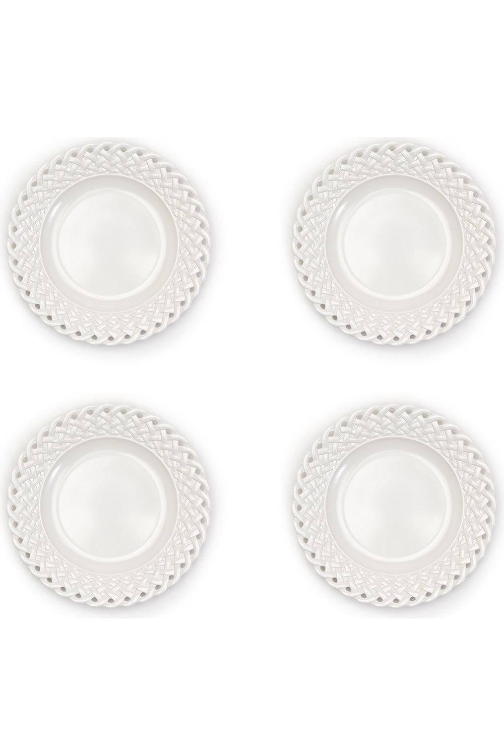 White Lattice Melamine Salad Plates - S/4