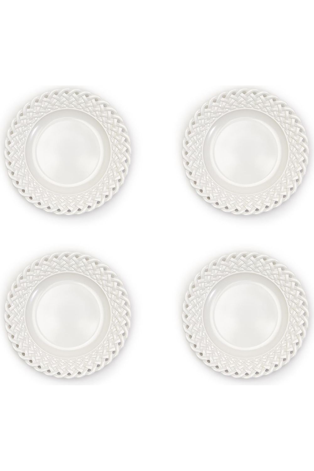 White Lattice Melamine Salad Plates - S/4